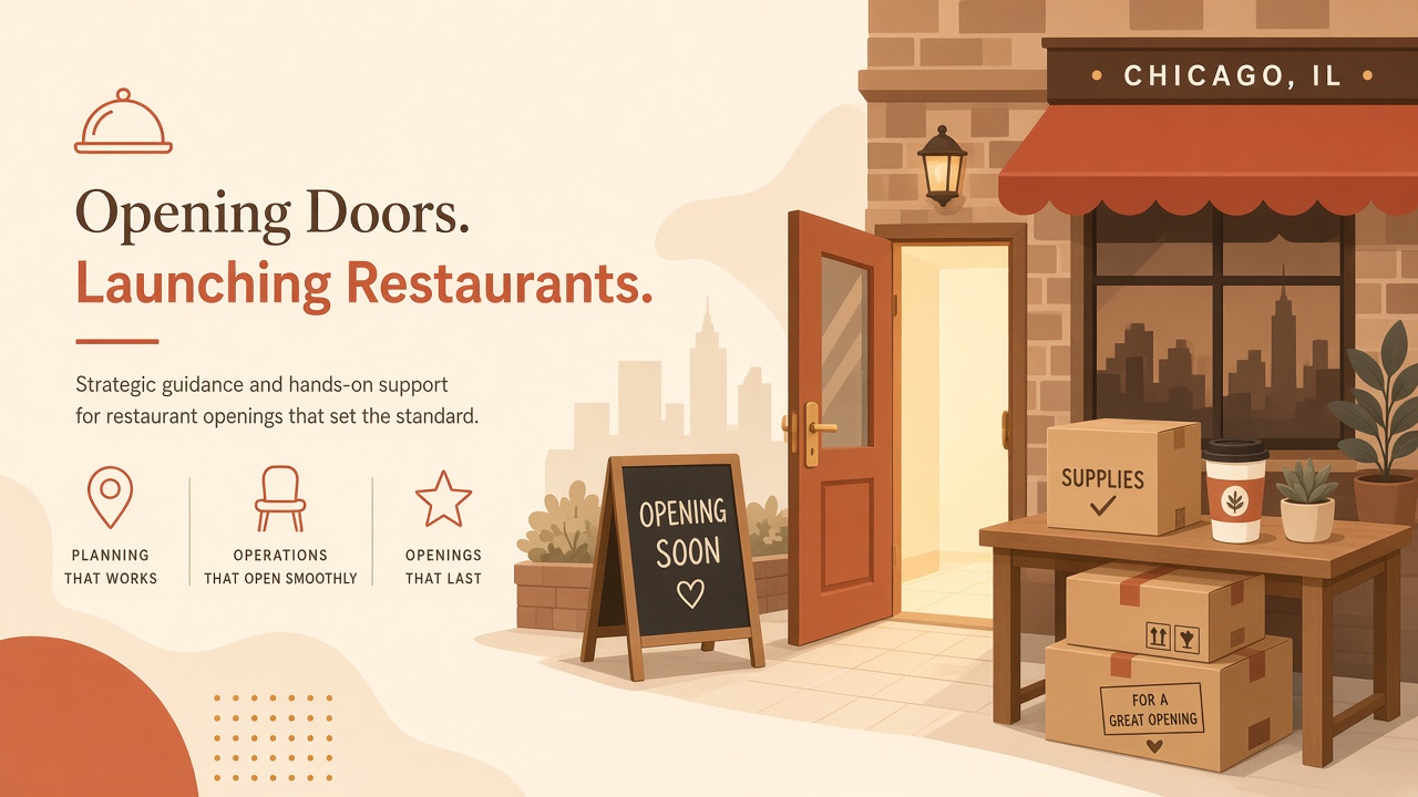Restaurant pre-opening prep illustration
